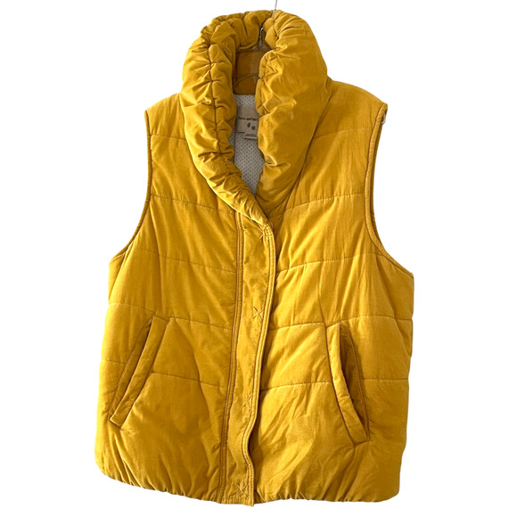 PILCRO AND THE LETTERPRESS Size Medium Mustard Yellow Corduroy Snap Puffer Vest - Picture 8 of 8